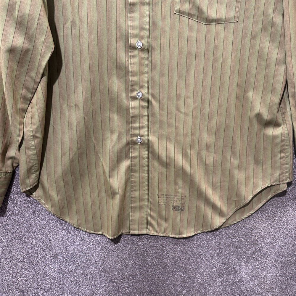 Vintage Arrow Kent Collection Drake II Olive Green Striped Dress Shirt 16.5 35 - Picture 10 of 12